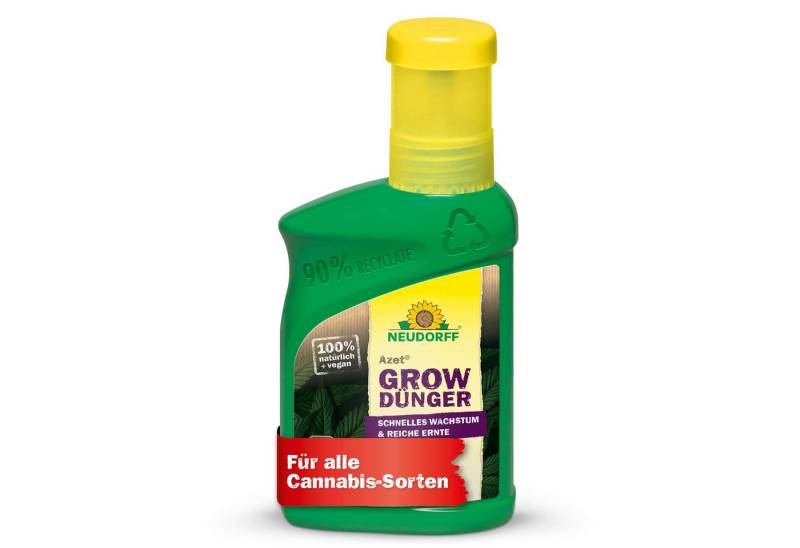 Neudorff Spezialdünger Bio - Azet GrowDünger 250ml Hanf Dünger für 50L, 100 % organisch und vegan - Bio Cannabisdünger fördert reiche Ernte, Dünger für Hanfpflanze für schnelles Wachstum und reiche Ernte, Cannabis Dünger Universal All In One für Anzucht, Wachstum, Blütephase von Neudorff
