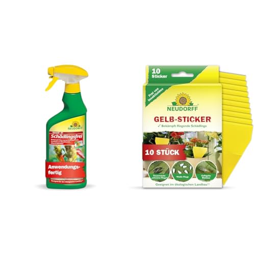 Neudorff Spruzit Schädlingsfrei bekämpft zuverlässig Pflanzenschädlinge an Zierpflanzen & Gelbsticker gegen kleine fliegende Schädlinge wie Trauermücken, insektizid frei, geruchlos, 10 Stück von Neudorff