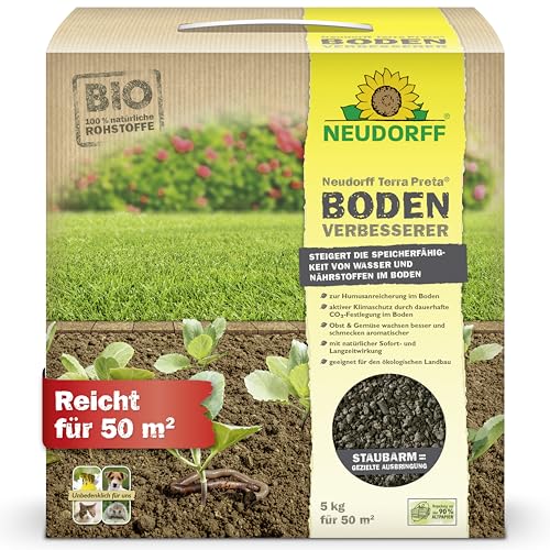 Neudorff Terra Preta BodenVerbesserer – Bio-Dünger mit Bio-Pflanzkohle zur nachhaltigen Bodenverbesserung aller Böden und Kulturen, 5 kg für 50 m² von Neudorff