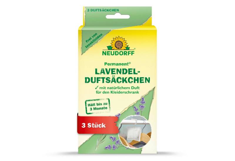 Neudorff Vergrämungsmittel Permanent Lavendelduftsäckchen - 3 Stück, Lavendelsäckchen bekämpft zuverlässig Kleidermotten, in Kleiderschränken und Kommoden mit natürlichem Lavendel von Neudorff