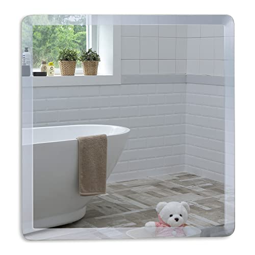 Neue Design Schöner quadratischer Badezimmerspiegel, modern und stylish, mit abgerundeten Kanten, Wandbefestigung, Badspiegel, Wandspiegel, Spiegel 40 x 40cm von Neue Design