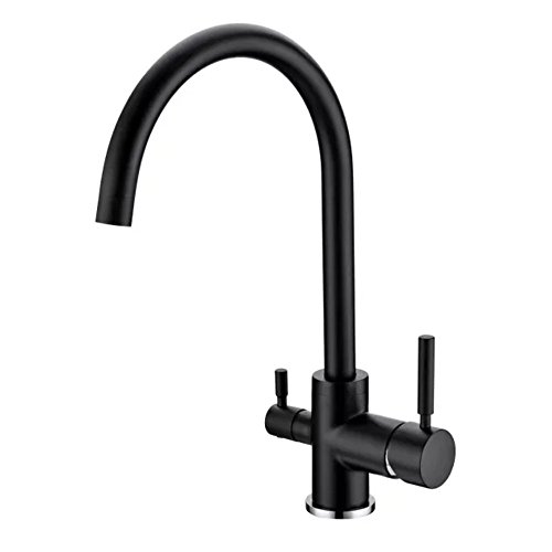 3-Wege-Wasserhahn Rainbow Schwarz. für kaltes, heißes und gefiltertes Wasser. Küchenarmatur, Spültischarmatur, Mischbatterie, Für Osmoseanlagen Trinkwasseranlagen von Neues Wasser Group