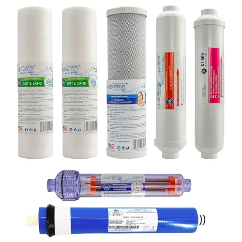 Ersatzfilterset inkl. Membrane geeignet für 7 Stufen Umkehrosmoseanlage Trinkwasseranlage Pura Natura RO7 Trinkwasserfilter Osmosefilter Membranfilter Osmoseanlage Wasserfilter Puranatura von Neues Wasser Group
