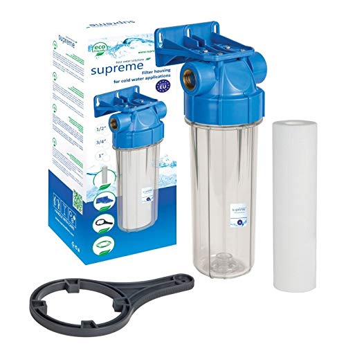 Filtergehäuse Supreme 10" Zoll inkl. Sedimentfilter 5 Mikron Anschluss 1/2" IG, Wasserfilter, Untertischfilter, Hauswasserfilter, Filter von Neues Wasser Group