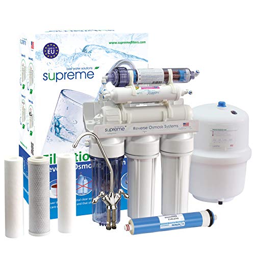 Neues Wasser Group 7 Stufen Umkehrosmoseanlage mit Booster Pumpe und UV Lampe Trinkwasseranlage Supreme-RO7 Trinkwasserfilter Osmosefilter Membranfilter Osmoseanlage Wasserfilter Umkehrosmose von Neues Wasser Group
