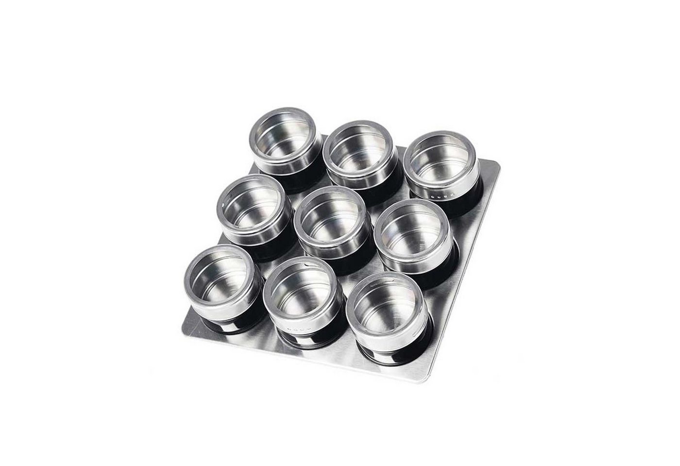 Neuetischkultur Gewürzbehälter Gewürzdosen-Set 10-teilig Metallic Black, Edelstahl, (Set, 10-tlg., 9x Gewürzdosen, 1x Halteboard), magnetisch mit Board von Neuetischkultur