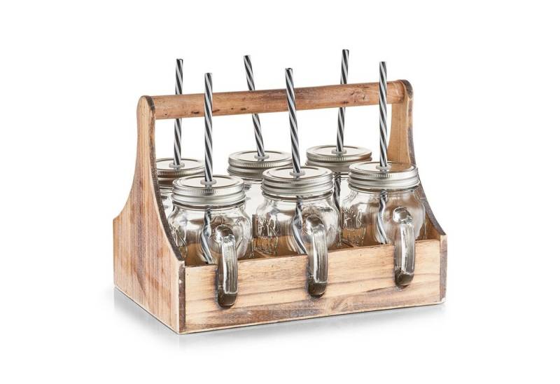 Neuetischkultur Gläser-Set Trinkgläser-Set 7-teilig, Glas, Metall, Holz, für Limonade, Eistee und Bowle von Neuetischkultur