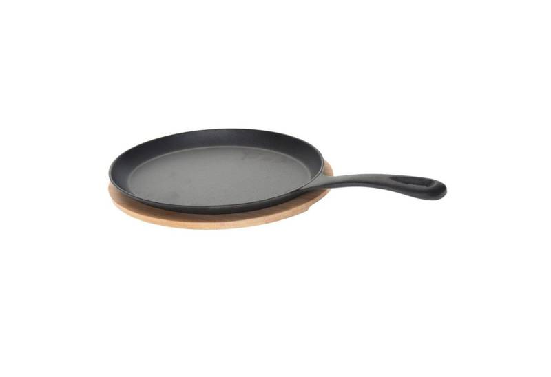 Neuetischkultur Servierplatte Pfanne Gusseisen mit Servierbrett Tapasteller, Gusseisen, Bambus, (1 Tapasteller, 1 Servierbrett) von Neuetischkultur