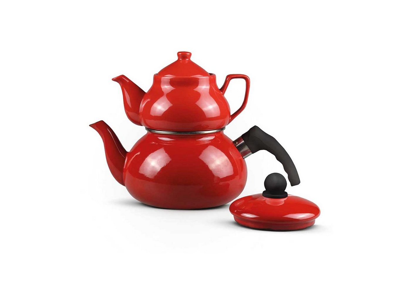Neuetischkultur Teekanne Teekanne 0,9 und 2,5 Liter Teekocher Metallic Red, (Stück, 1-St., 1 Teekanne) von Neuetischkultur