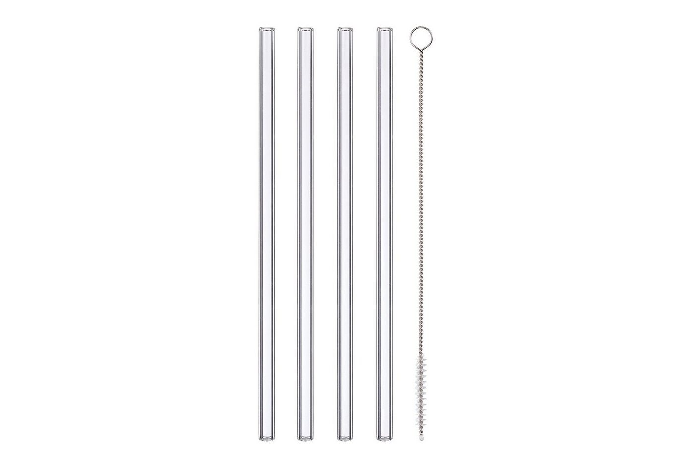 Neuetischkultur Trinkhalme Glas-Trinkhalm 4er Set mit Reinigungsbürste, (Set, 5-tlg., 4 Trinkhalme, 1 Bürste), Strohhalm Barzubehör von Neuetischkultur