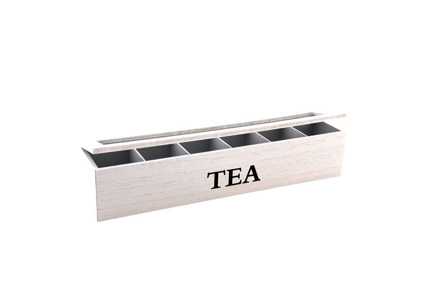 Neuetischkultur Vorratsdose Teebox Weiß Holzbox mit 6 Unterteilungen, Holz, (Stück, 1-tlg., 1 Teebox), Vorratsdose von Neuetischkultur