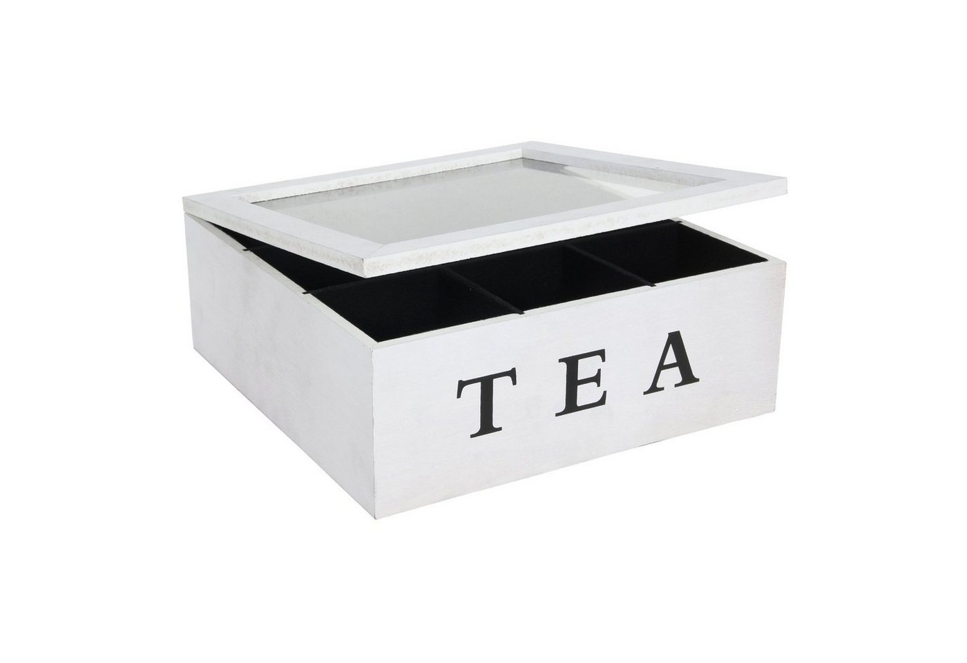 Neuetischkultur Vorratsdose Teebox mit 9 Kammern Holz weiß, Holz, (Stück, 1-tlg., 1 Vorratsdose), Teebeutelkiste mit Sichtfenster Teedose von Neuetischkultur
