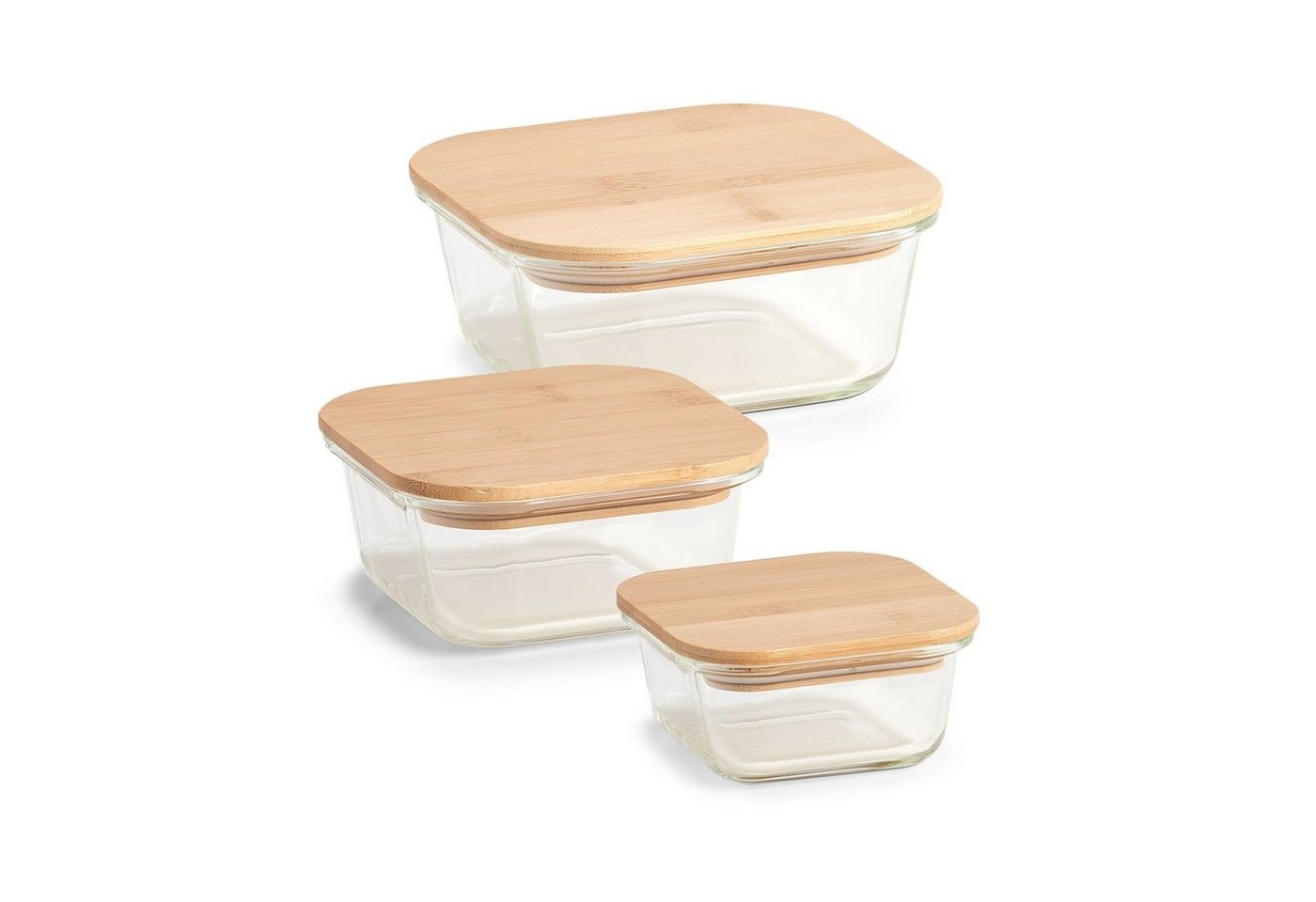 Neuetischkultur Vorratsdose Vorratsbehälter Glas mit Holzdeckel 3-teilig, Glas, Holz, (Set, 3-tlg., 3 Vorratsbehälter), Vorratsdose Frischhaltedose Lebensmittelaufbewahrung von Neuetischkultur