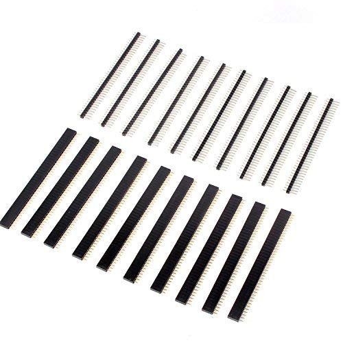 Neuftech 10 STK 2,54mm Buchse 40 Pin polig Header Streif Single Reihe Männliche und weibliche Stiftleiste Buchsenleiste Neuftech 10 STK 2,54mm Buchse 40 Pin polig Header Streif Single Reihe Männliche und weibliche Stiftleiste Buchsenleiste von Neuftech