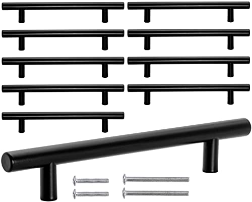 Neuhall 10 x Möbelgriffe schwarz matt 224mm Küchengriffe Schrankgriffe Ø12mm echt Edelstahl Bad Möbel Wohnzimmer Möbel Stangengriffe Relinggriff Schränke Sideboard Schubladengriffe inkl. Schrauben von Neuhall