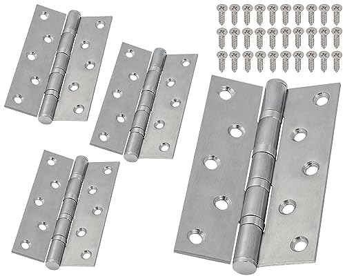 Neuhall 2 Paar Scharniere klappbar 125mm (4 Stück) Edelstahl V2A für Türen Holztür Schranktür Tisch Türscharniere Innen & Außen Klavierband Möbelscharniere inkl. Schrauben von Neuhall