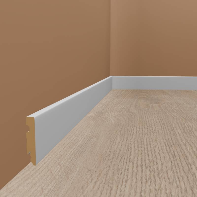 Neuhofer Sockelleiste "Masone" FU084L MDF 15 x 80 x 2400 mm Weiß Fußleiste von Neuhofer