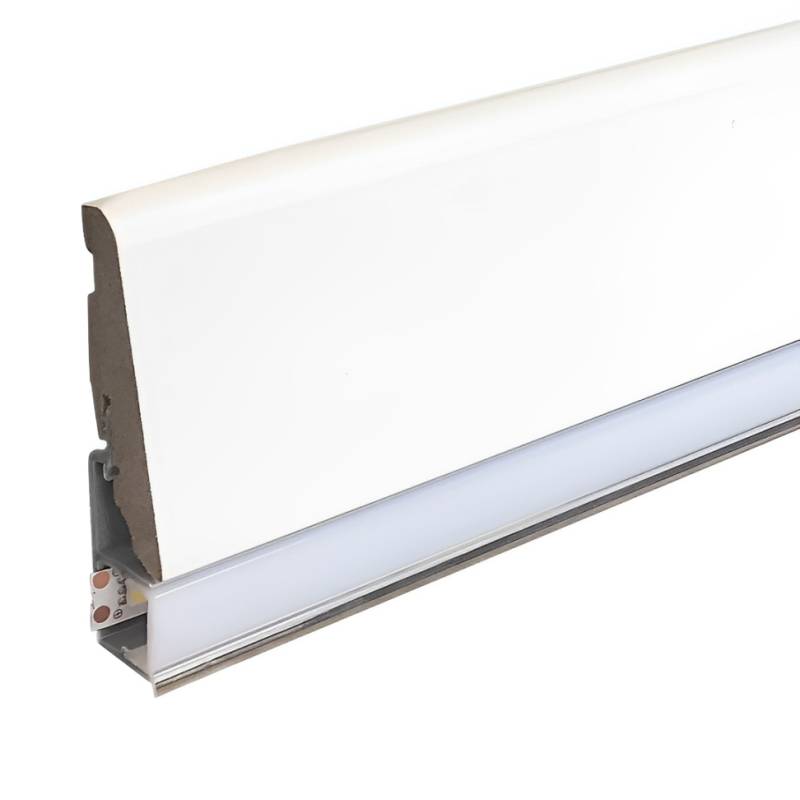 Runde Licht Sockelleiste | 19 x 73 x 2400 mm | Folienummantelt weiß von Neuhofer