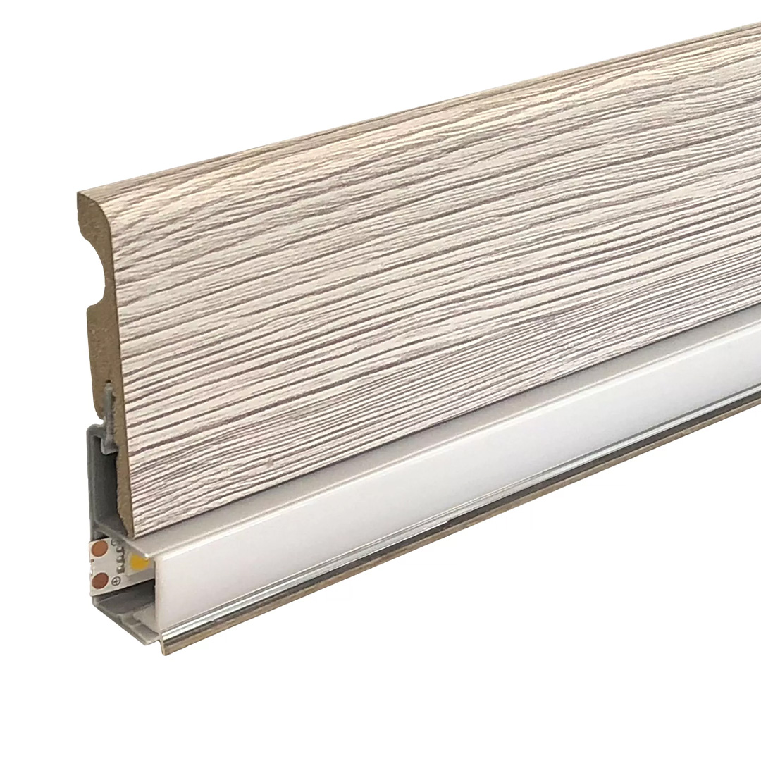 Sockelleiste zur indirekten Beleuchtung in Weißeiche (10 x 73 x 2400 mm) von Neuhofer