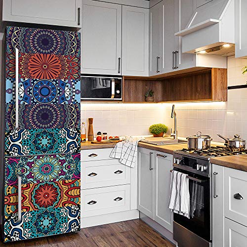 Neukids 7Pcs 100x18cm Selbstklebende Mandala treppenaufkleber Küche Bad Multicolour Mix Fliesenaufkleber Treppenstufen Dekoration Treppe Kühlschrank Schrank Multifunktionale dekorative Aufkleber von neukids