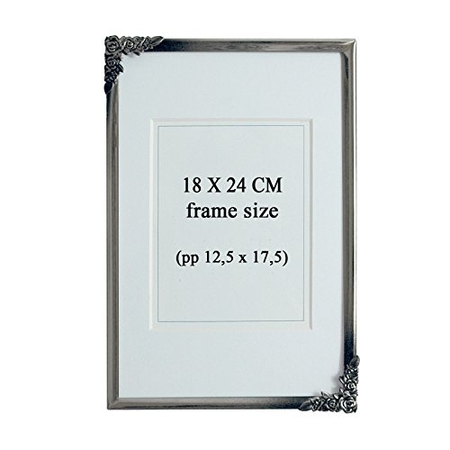 Metallrahmen Kingsale Silber matt mit Rosen verziert, 18x24 cm von Bigcago