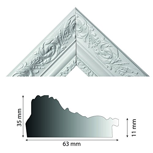 Neumann Bilderrahmen Bilderleiste weiß, Bilder Leiste weiß 466 BIA mit Verzierung 1 Meter lang von Neumann Bilderrahmen