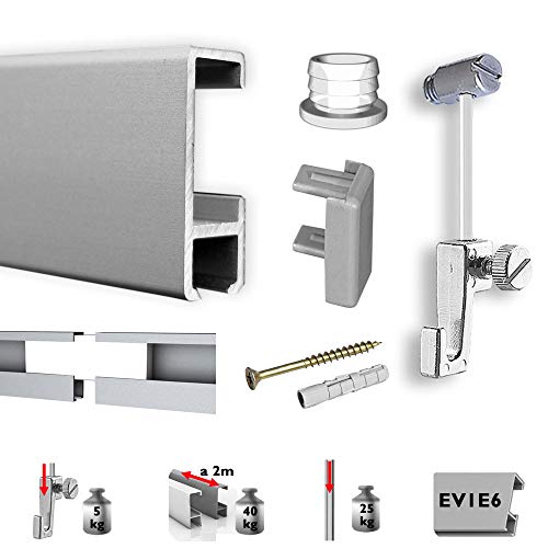 Neumann Bilderrahmen Bilderschienen Set 3 m mit Gleiter, Galerieschienen Set in Silber matt, Aufhängesystem für Bilder inkl. Zubehör Neumann Bilderrahmen Bilderschienen Set 3 m mit Gleiter, Galerieschienen Set in Silber matt, Aufhängesystem für Bilder inkl. Zubehör von Neumann Bilderrahmen