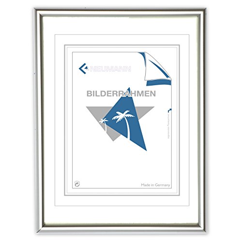 Neumann Bilderrahmen Kunststoffrahmen Classic, 9x13 cm,Silber matt von Neumann Bilderrahmen