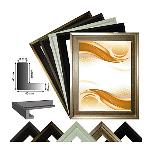 Schattenfugenrahmen Singapur für Leinwand,- Keilrahmenbilder, Silber- Schwarz, 30x40 cm von Neumann Bilderrahmen