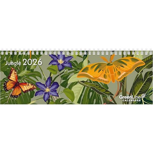 GreenLine Jungle 2026 – Tischkalender mit Blumendesign – 29,7 x 10,5 cm – Spiralbindung – mit viel Platz für Einträge von N NEUMANNVERLAGE