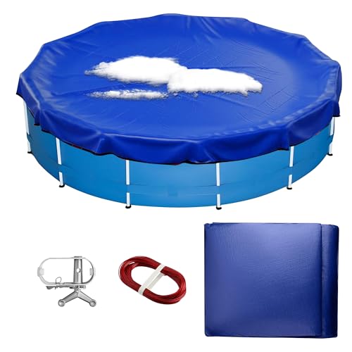 Neuradical Pool Abdeckung Winter Rund für Aufstellpools, Poolabdeckplane oval mit Winde und Kabel, Ø4.8m Poolplane für Ø 366cm Pool Solar-Schwimmbadabdeckungen wasserdicht und Staubschutz von Neuradical