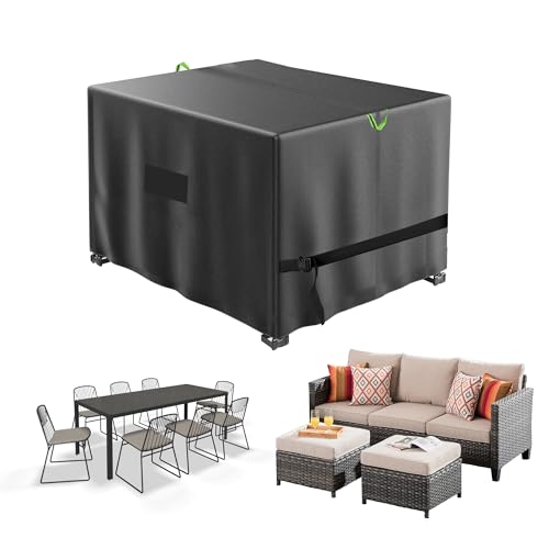 Neuradical wasserdichte Abdeckungen für Gartenmöbel, Tisch- und Stuhlset für draußen, Rattanmöbelset, Oxford-Gewebe, sonnenlicht- und lichtbeständig, leicht zu reinigen,125x125x75 Neuradical wasserdichte Abdeckungen für Gartenmöbel, Tisch- und Stuhlset für draußen, Rattanmöbelset, Oxford-Gewebe, sonnenlicht- und lichtbeständig, leicht zu reinigen,125x125x75 von Neuradical