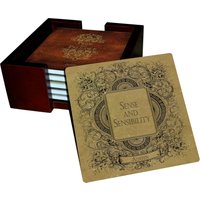 Jane Austen Bücher Untersetzer Set - Keramikfliese Mit Korkboden 7 Teiliges 6 Fliesen + Halter Jane Austen Bücher Untersetzer Set - Keramikfliese Mit Korkboden 7 Teiliges 6 Fliesen + Halter von NeuronsNotIncluded