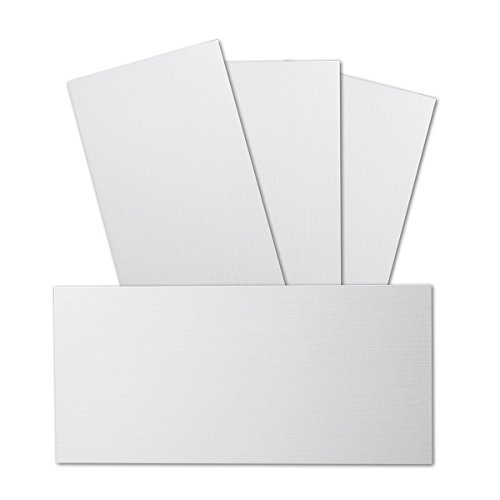 100 Stück DIN Lang Karton mit Leinenstruktur - Farbe: Weiss - 99 x 210 mm - 250 Gramm pro m² - Einzelkarte ohne Falz - Ideal zum Basteln, Scrapbooking, Grußkarte - GUSTAV NEUSER von NEUSER PAPIER