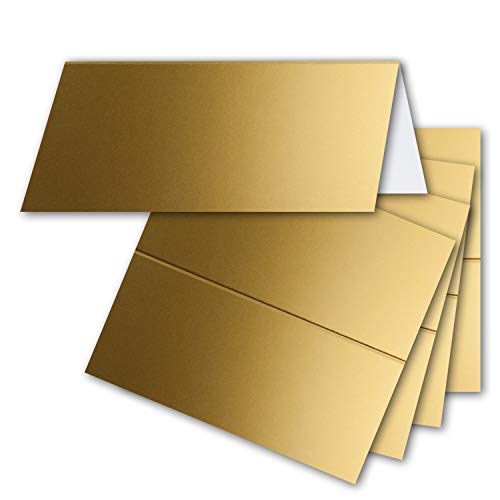 FarbenFroh by GUSTAV NEUSER 100x Tischkarten in Gold (Metallic) - 4,5 x 10 cm - blanko - Doppel-Karten - als Platzkarten und Namenskarten für Hochzeit und Feste von FarbenFroh by GUSTAV NEUSER