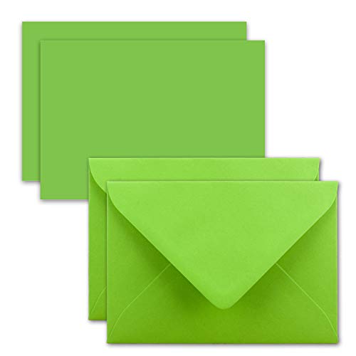 25x Karte mit Umschlag Set aus Einzel-Karten DIN A7-10,5x7,3 cm - Hellgrün mit Brief-Umschlägen C7 Nassklebung ideale Geschenkanhänger von FarbenFroh by GUSTAV NEUSER