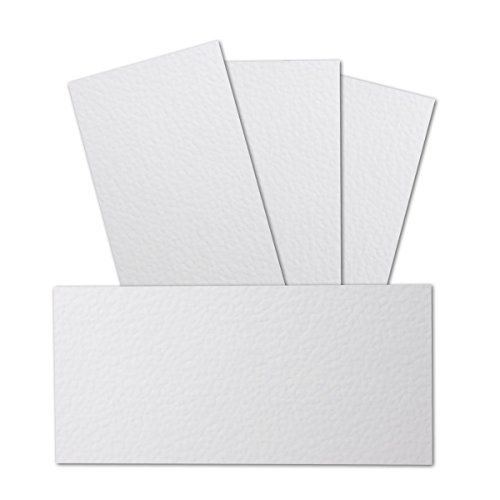 50 Stück DIN Lang Karton gehämmerte Struktur - Farbe: Weiss - 99 x 210 mm - 250 Gramm pro m² - Einzelkarte ohne Falz - Ideal zum Basteln, Scrapbooking, Grußkarte - GUSTAV NEUSER von NEUSER PAPIER