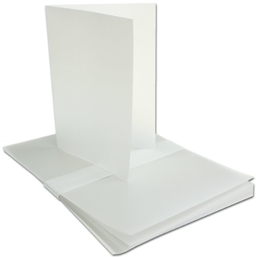 50 Stück Einlege-Papier, satiniert weiß transparent, für B6 Doppelkarten. Einleger-Gesamtgröße: 168 x 224 mm - Gefalzt auf 112 x 168 mm - hochwertiges Papier mit 100g / qm von Neuser
