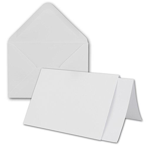 50x weißes DIN A6 Faltkartenset mit Leinenprägung - 10,4 x 14,8 cm - mit Briefumschlägen & Einlegeblätter - Einladungskarten Bastelset inklusive hochwertiger Box - von GUSTAV NEUSER von NEUSER PAPIER