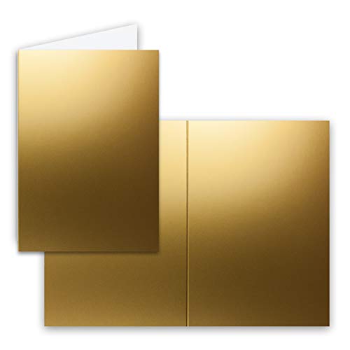 25x Falt-Karten DIN A6 in Gold Metallic - Blanko - Doppel-Karten - 250 g/m² von FarbenFroh by GUSTAV NEUSER