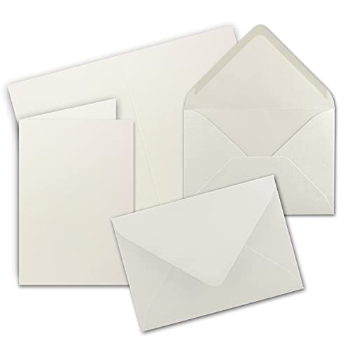 Faltkarten SET mit Brief-Umschlägen DIN A6 / C6 in Naturweiß - 75 Sets - Doppelkarten & Umschläge, 10,5 cm x 14,8 - formstabil - geeignet für Drucker - Serie FarbenFroh von Neuser