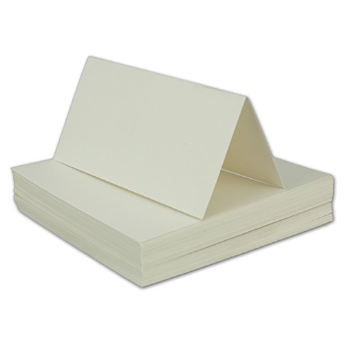 Neuser 50x Tischkarten Platzkarten Namens-Kärtchen naturweiss gerippt 10 x 10 cm, 240 g/m² stabile Qualität von Neuser