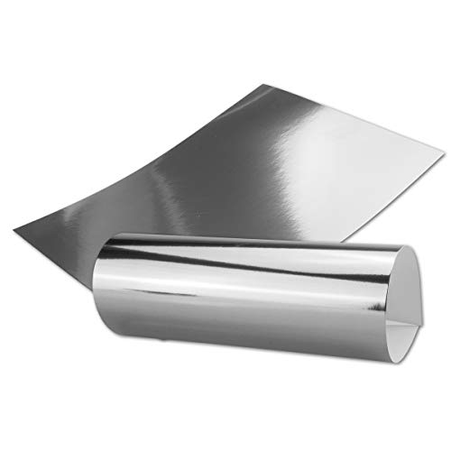 Silber Metall Spiegel Papier - 40er-Set - spiegelnd Silber - Rückseite Weiß - DIN A4 21,0 x 29,5 cm -Ideal zum Basteln und Selbstgestalten von NEUSER PAPIER