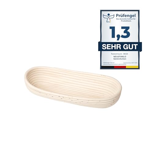 Neustanlo - Gärkörbchen Baguette oval 47 cm für 1,5-2 kg Baguette Brot - Gärkorb zum Brot backen - für perfekt geformtes, handgemachtes Brot - naturbelassener Gärkorb zum Brotbacken, Baguette Korb von NEUSTANLO