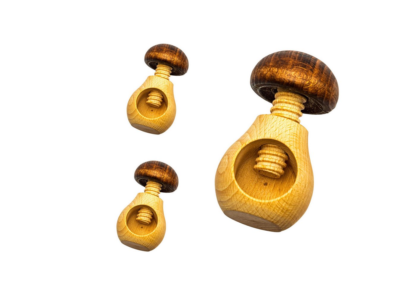 Neustanlo Nussknacker Pilz 3er Set, robuster Buchenholzgriff, stilvoll & funktional, (3-tlg), perfekt für harte Nüsse von Neustanlo