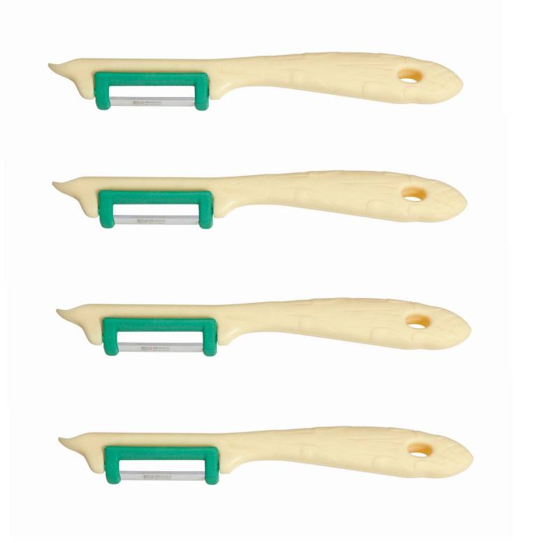Neustanlo Spargelschäler Neustanlo, Spargelschäler Set, vielseitiger Obst- und Gemüseschäler, Pendelschäler für Links- und Rechtshänder, 4-teilig, beige/grün von Neustanlo