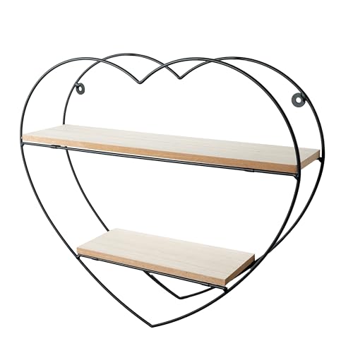 Neustein Wandregal Herz 40x10x36cm Deko Regal Metall Holz Schweberegal Wohnzimmer Schlafzimmer 2 Böden von Neustein