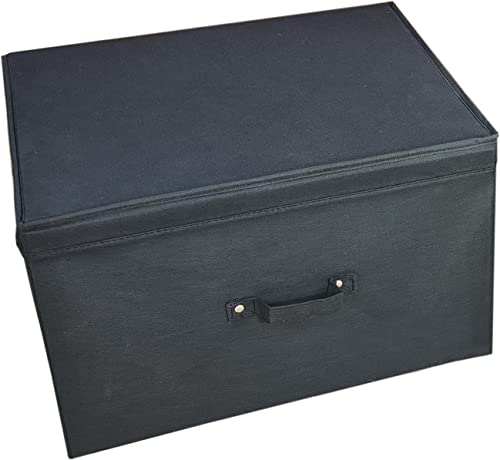Neusu Aufbewahrungsbox mit Deckel - Schwarz, Stoff Bezogen - Stabile große 50x40x30 cm Klappboxn - 60 Liter Jumbo XL Kiste/Ordnungsbox (60L) von Neusu