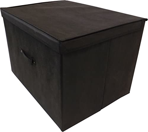 Neusu Aufbewahrungsbox mit Deckel - Schwarz, Stoff Bezogen - Stabile große 60x45x40 cm Klappbox - 100 Liter Super-Jumbo XXL Kiste/Ordnungsbox (100L) von Neusu