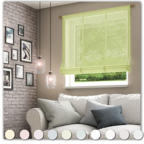 Neutex for you! Libre ECO Raffrollo mit Stangendurchzug, Vorhang, Gardine, Halbtransparent, 140 x 80 cm (H/B), 481956, Made in Germany, Oeko-Tex Standard 100, grün von Neutex for you!